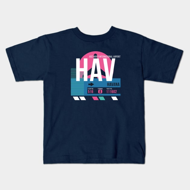 Havana (HAV) Airport Code Baggage Tag Kids T-Shirt by SLAG_Creative